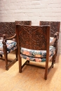 Renaissance style Arm chairs in Beechwood, France 1900