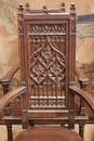 Gothic style Arm chairs in Oak, France 19th century