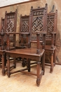 Gothic style Arm chairs in Oak, France 19th century