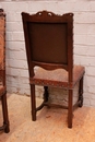 Renaissance style Chairs in walnut and leather, France 19th century