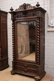 Single door oak hunt armoire