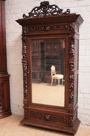 Single door renaissance armoire in oak