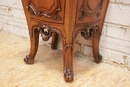 Louis XV style Cabinet in walnut and marble, France 19th century