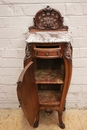 Louis XV style Cabinet in walnut and marble, France 19th century