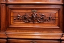 Renaissance style Display/secretary desk cabinet in Walnut, France 19th century