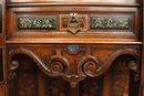 Renaissance style Displaycabinet in Walnut, Ebony and Marble, France 19th century