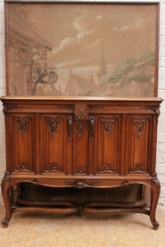 Special walnut Louis XV server signed by BELLANGER PARIS