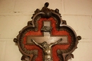 style Christ  in spelter and walnut, France 19th century