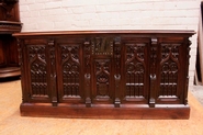 Splendid gothic style desk and arm chair in walnut 19th century