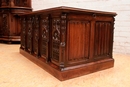 Gothic style Desk and arm chair in Walnut, France 19th century