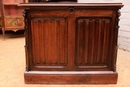 Gothic style Desk and arm chair in Walnut, France 19th century