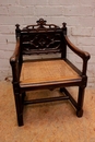 Gothic style Desk and arm chair in Walnut, France 19th century