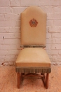 style Chairs in Oak and leather, France 1900