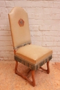 style Chairs in Oak and leather, France 1900