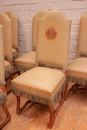 style Chairs in Oak and leather, France 1900