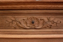 Hunt style Chest of drawers in Oak and marble, France 19th century