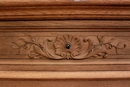 Hunt style Chest of drawers in Oak and marble, France 19th century