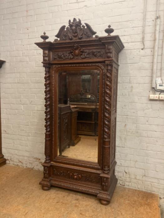 Top quality barley twist single door hunt armoire in oak