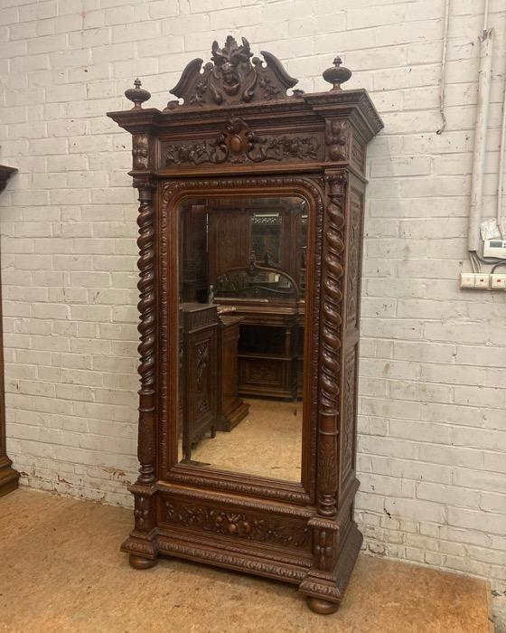 Top quality barley twist single door hunt armoire in oak