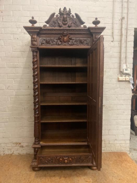 Top quality barley twist single door hunt armoire in oak