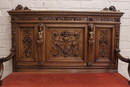 Renaissance style Hall bench in Walnut, France 19th century