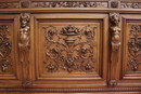 Renaissance style Hall bench in Walnut, France 19th century