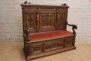 Renaissance style Hall bench in Walnut, France 19th century