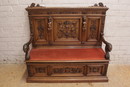 Renaissance style Hall bench in Walnut, France 19th century