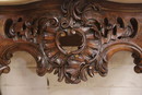 Louis XV style Console in walnut and marble, France 19th century