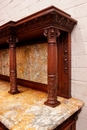 Renaissance style Cabinet in walnut and marble, France 19th century