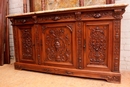 Renaissance style Cabinet in walnut and marble, France 19th century