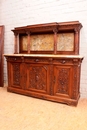 Renaissance style Cabinet in walnut and marble, France 19th century