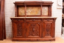 Renaissance style Cabinet in walnut and marble, France 19th century