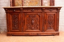 Renaissance style Cabinet in walnut and marble, France 19th century