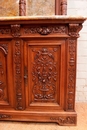 Renaissance style Cabinet in walnut and marble, France 19th century