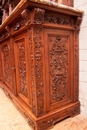 Renaissance style Cabinet in walnut and marble, France 19th century