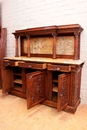 Renaissance style Cabinet in walnut and marble, France 19th century