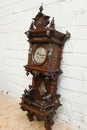 Renaissance style Clock in walnut and bronze, France 19th century