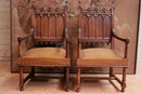 Gothic style Arm chairs in Walnut, France 19th century