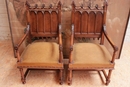 Gothic style Arm chairs in Walnut, France 19th century