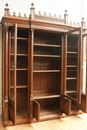 Gothic style Bookcase & matching desk in Walnut, France 19th century