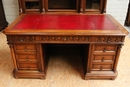 Gothic style Bookcase & matching desk in Walnut, France 19th century