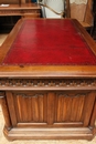 Gothic style Bookcase & matching desk in Walnut, France 19th century