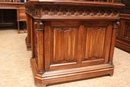 Gothic style Bookcase & matching desk in Walnut, France 19th century