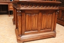 Gothic style Bookcase & matching desk in Walnut, France 19th century