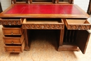 Gothic style Bookcase & matching desk in Walnut, France 19th century