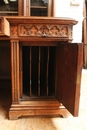 Gothic style Bookcase & matching desk in Walnut, France 19th century