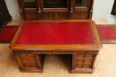 Gothic style Bookcase & matching desk in Walnut, France 19th century