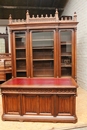 Gothic style Bookcase & matching desk in Walnut, France 19th century