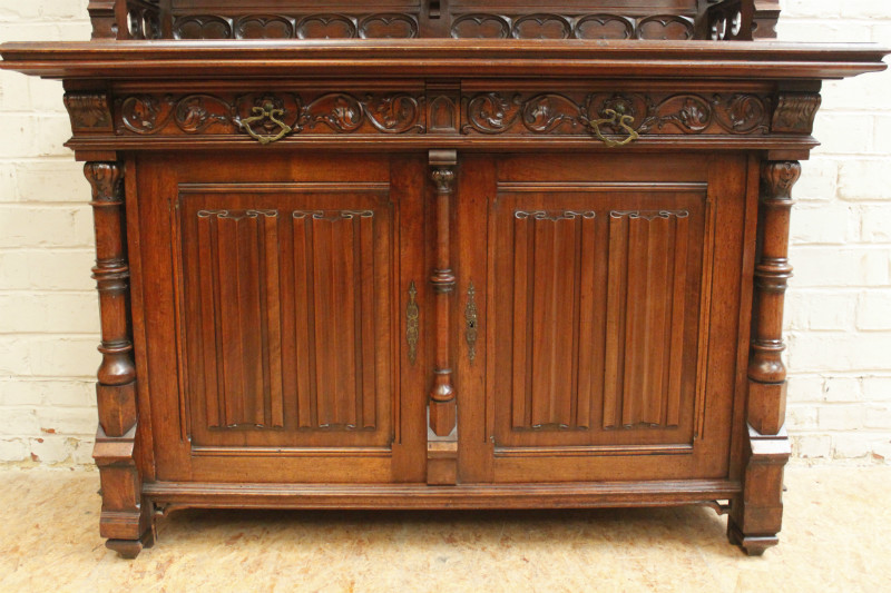 Walnut Gothic Cabinet With Stain Glass Door Cabinets Houtroos